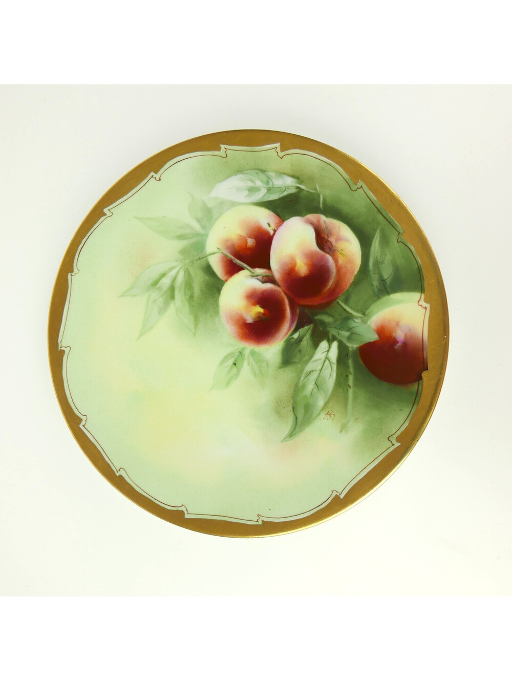 Antique JHS Co Stouffer Limoges Hand Painted Peaches Plate 8.4" Jean Pouyat 1905